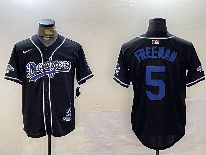 Men Los Angeles Dodgers 5 Freeman Black Game 2024 Nike MLB Jersey style 1202
